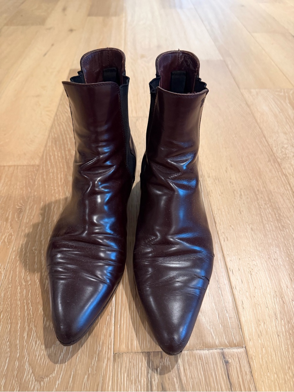 Tod's Women's Pointed Leather Chelsea Ankle Boots - Dark Brown